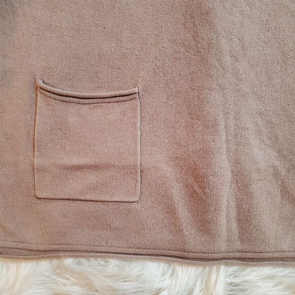 Kaily K Womens Pullover Sweater Size L Taupe Boxy Pockets Roll Hems Soft Knit - Picture 5 of 11